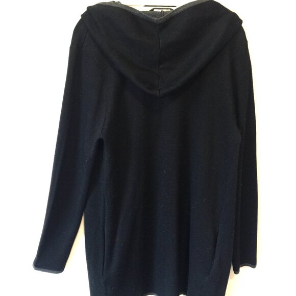 BNCI Hooded Open Front Cardigan Jacket Sweater Top Black Size XL - NEW - Picture 3 of 6